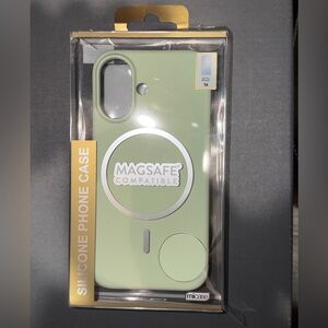 Magsafe Compatible Silicone Phone Case - Sage Green- iPhone 16
